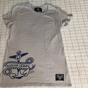 Sailor Jerry Anchor Graphic T-Shirt Gray Kids XL Short Sleeve Cotton USA Made